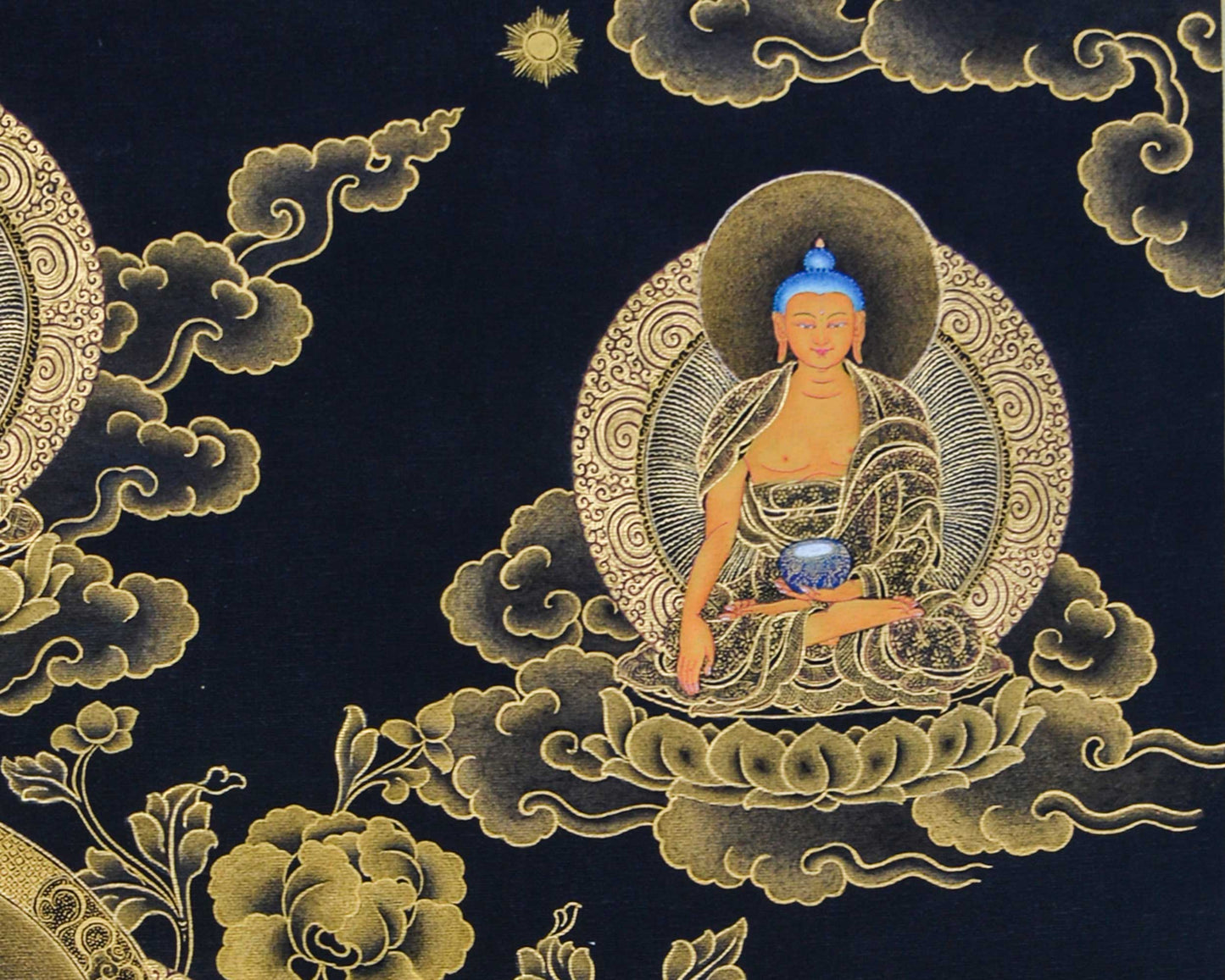 Assembly of 8  Buddha in Gold Thangka