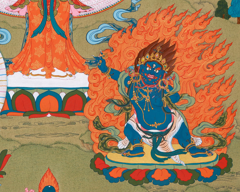 1000 arm Buddha, Avalokiteshvara Thangka | Manjushri & Vajrapani, Tibetan Art