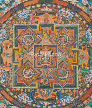 Chenrezig Mandala Art Drawing Print For Spiritual Practice | The Bodhisattva Of Compassion Mandala Print