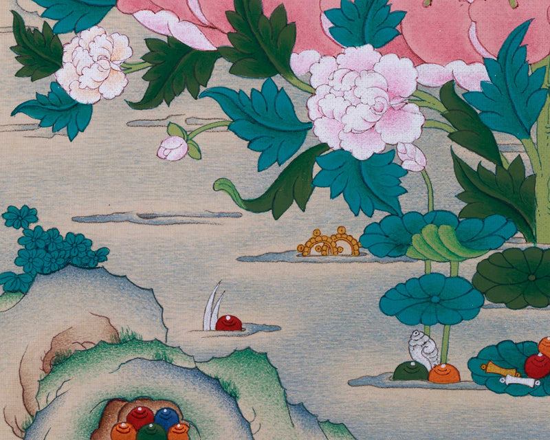 Radiant Grace: Mandarava Thangka, Embracing Divine Feminine Wisdom