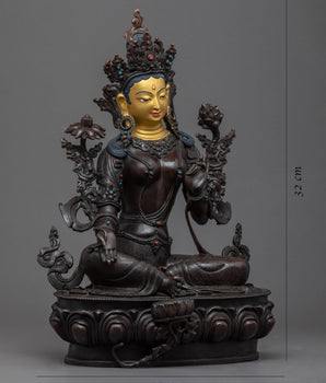 Handmade Green Tara Statue | Compassionate Deity