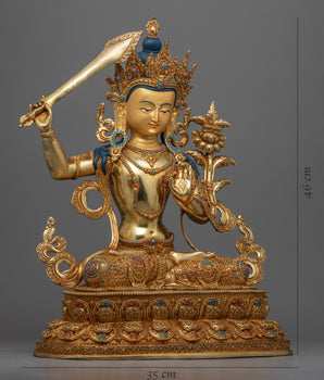 Manjushri Bodhisattva of Wisdom Statue | Traditional Himalayan Buddhist Art