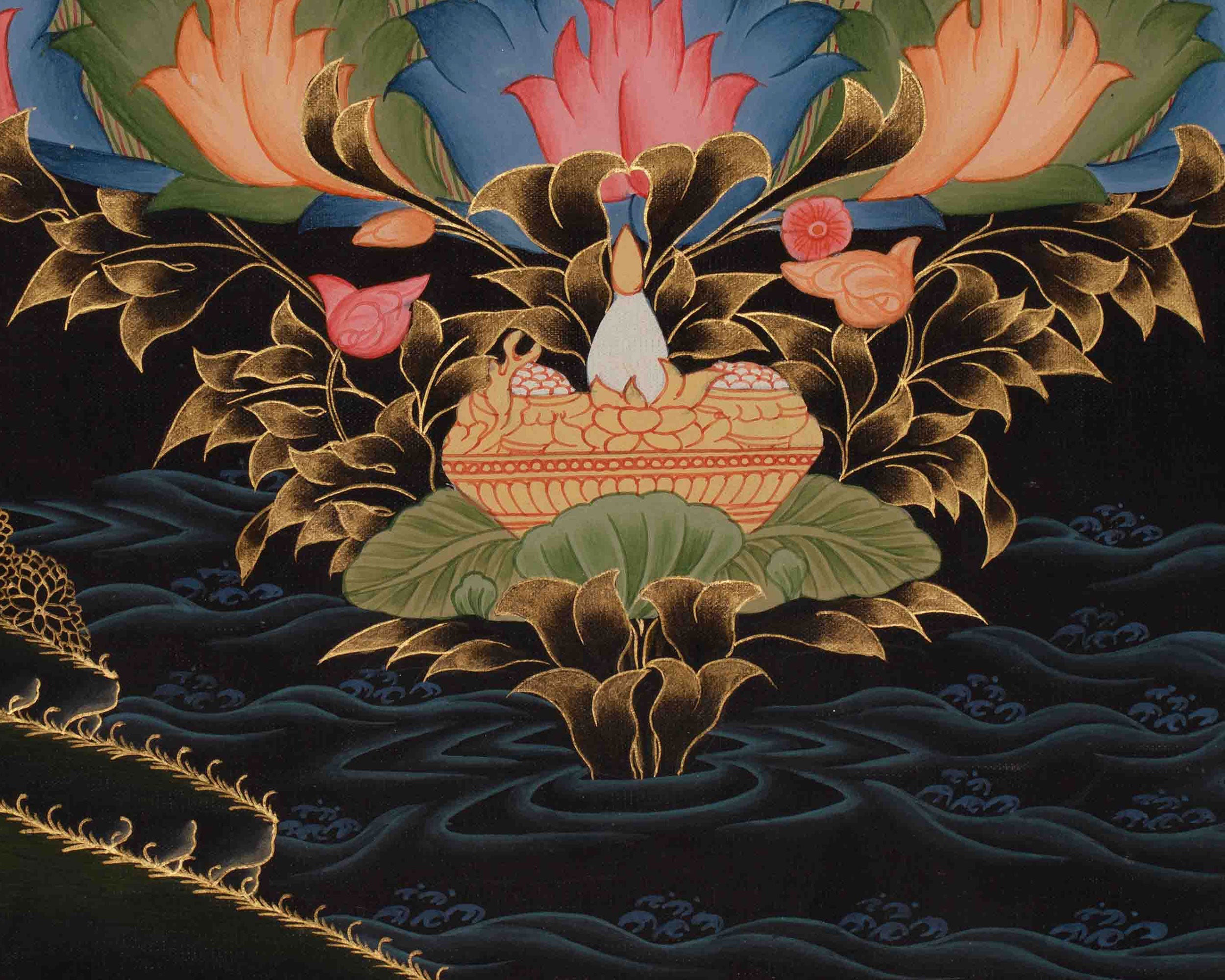 Vajrayana Buddhist Guru Rinpoche Thangka | Guru Padmasambhava Art | Meditation & Spiritual Altar