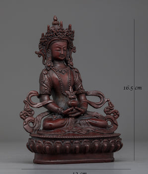 Amitayus A Small Handmade Oxidized Statue | Embodiment of Longevity and Wisdom
