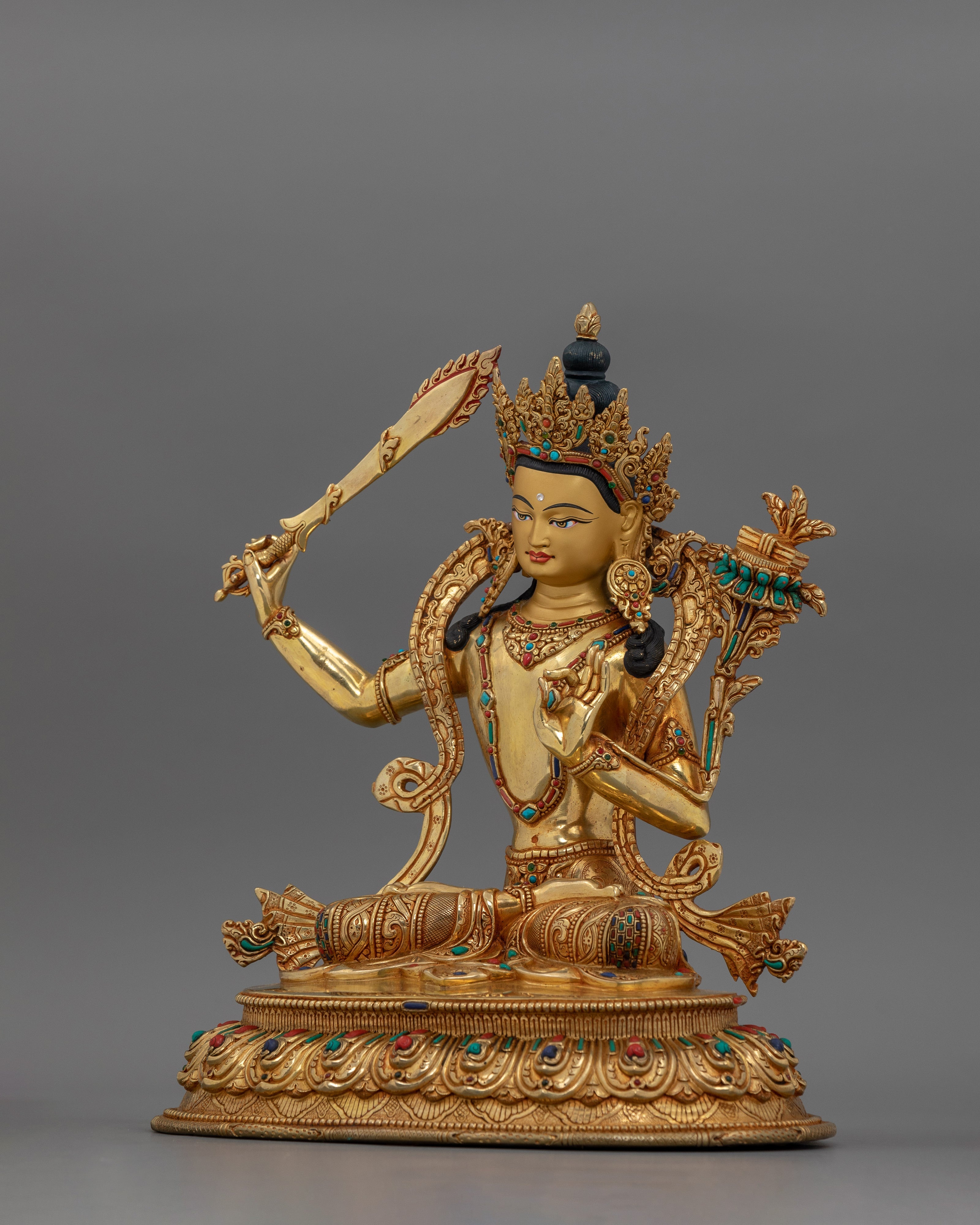Handcrafted Manjushri Bodhisattva Dharma Statue |  Symbol of Wisdom and Enlightenment