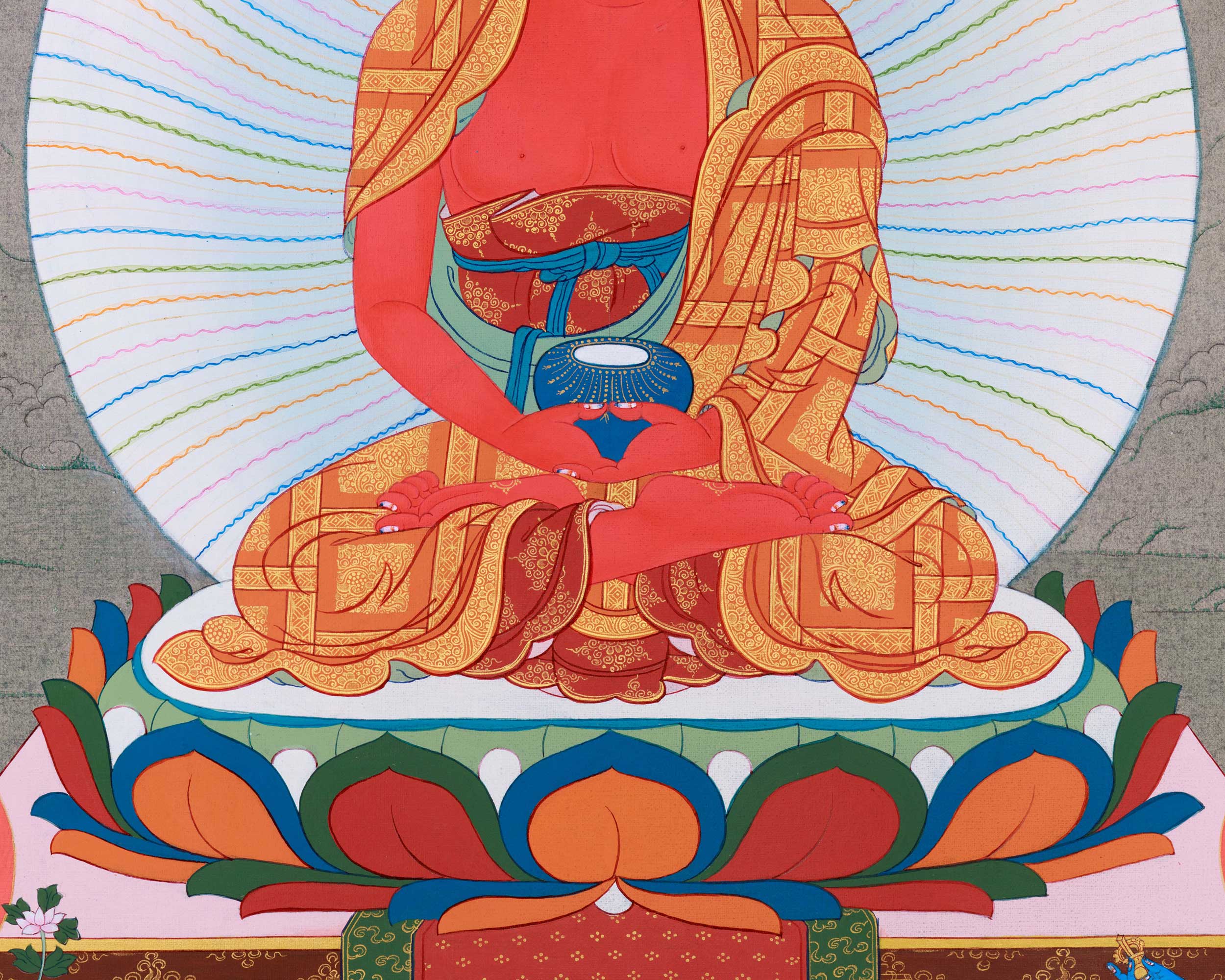 High-Quality Amitabha Buddha Giclee Canvas | Red Buddha Traditional Print | Wall Decors