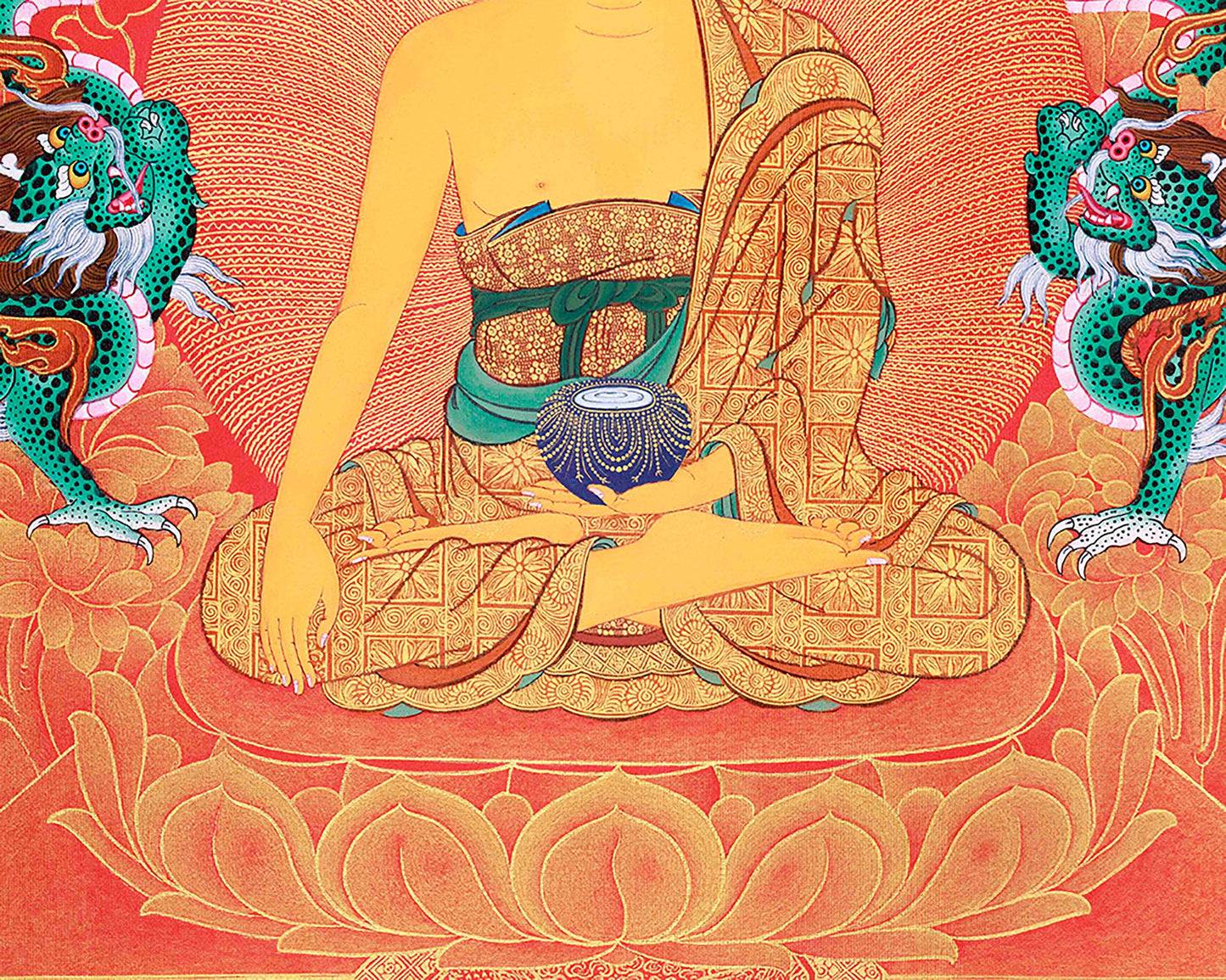 Gautama Siddhartha Buddha, 24K Gold Embellished Thangka | Sage of Shakyas