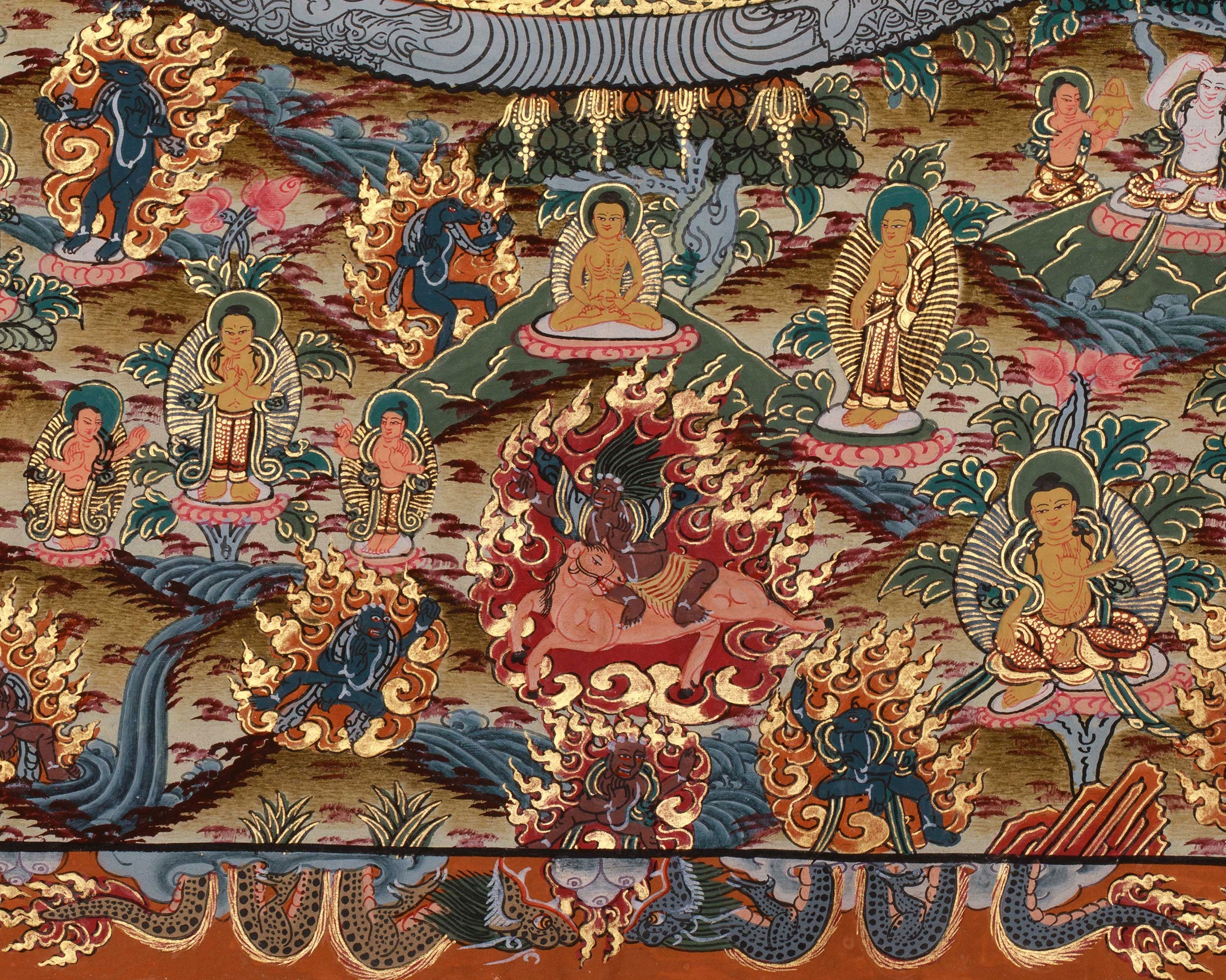 Sacred Mandala Artwork | Hand Painted Buddhist Thangka | Home Decor
