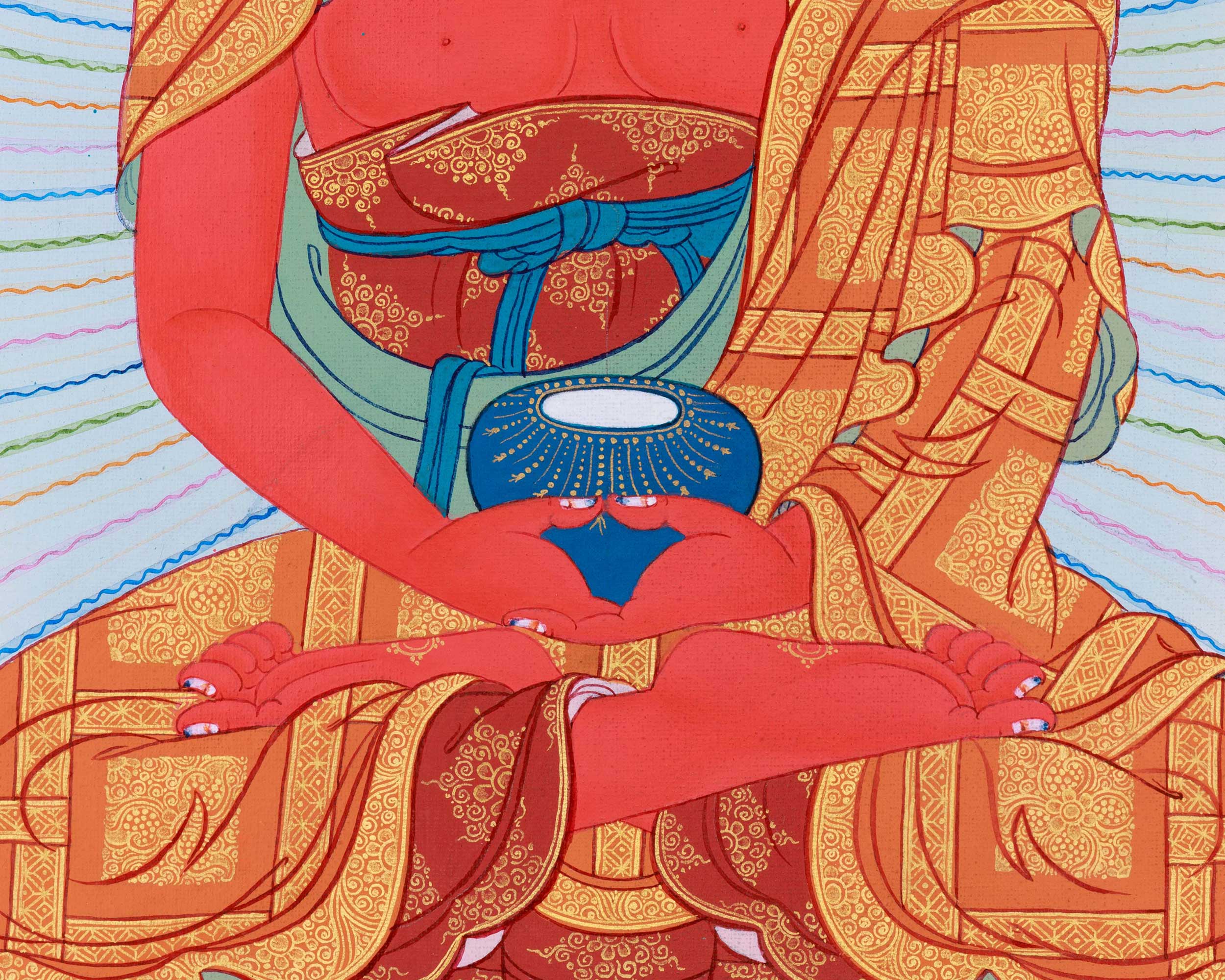 High-Quality Amitabha Buddha Giclee Canvas | Red Buddha Traditional Print | Wall Decors