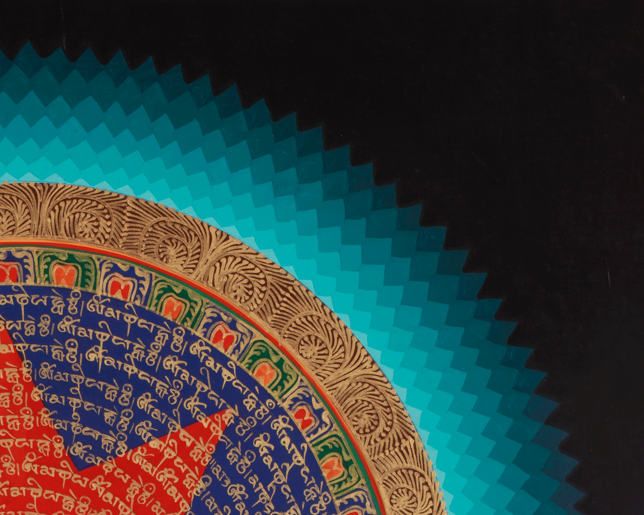 Mantra Mandala Wall Hanging Art | Hand-Painted Buddhist Thangka