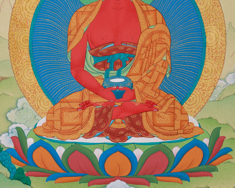 Small Red Amitabha Buddha Thangka | Enlightenment and Peace Artwork