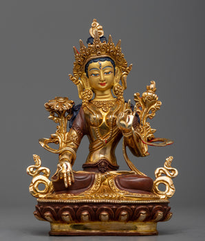 beautiful copper statue of white-tara