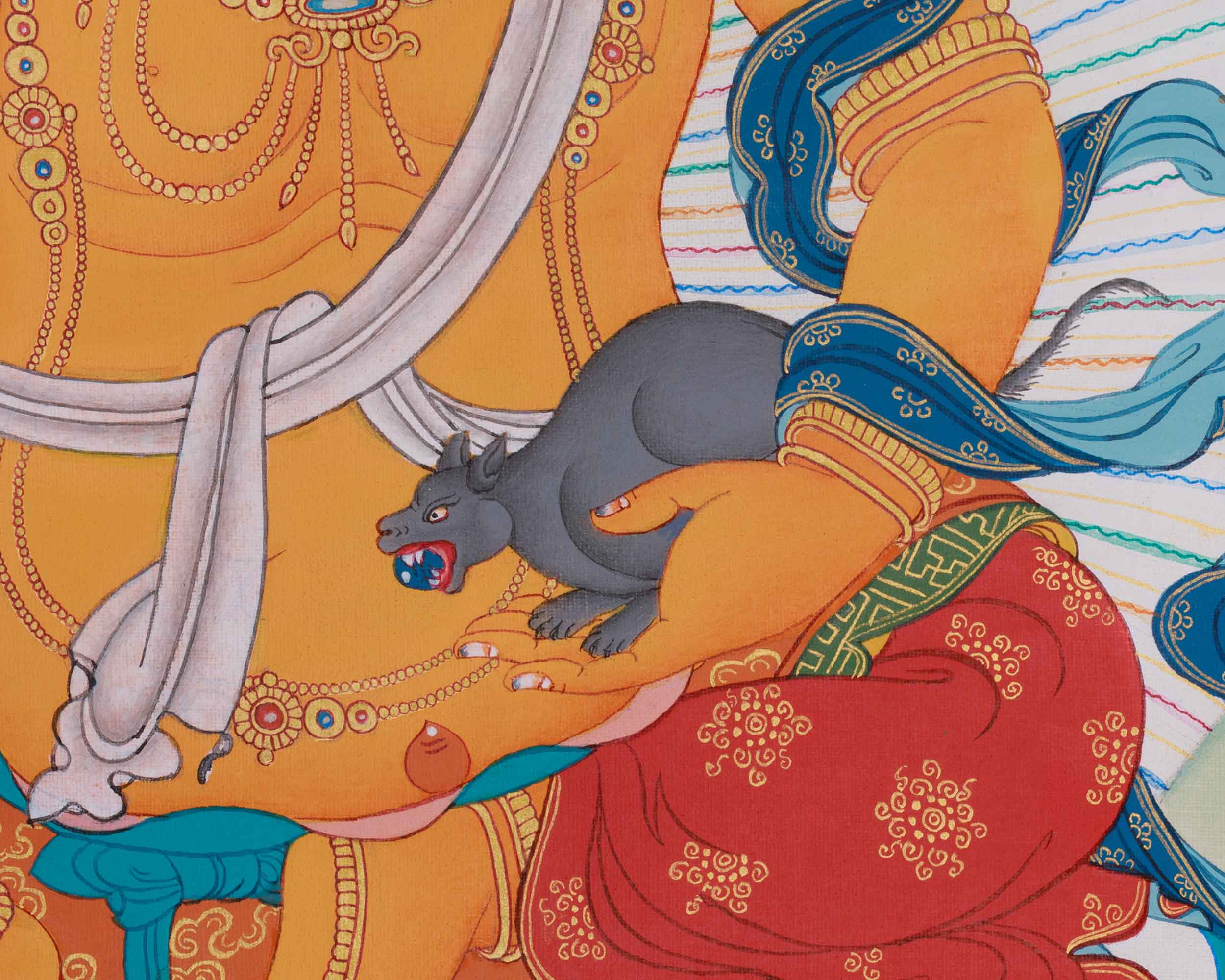 Prosperity Deity Dzambhala Thangka | The Embodiment of Wealth