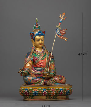 Guru Rinpoche Colorful Statue | Handmade Sculpture of Lotus Born Master