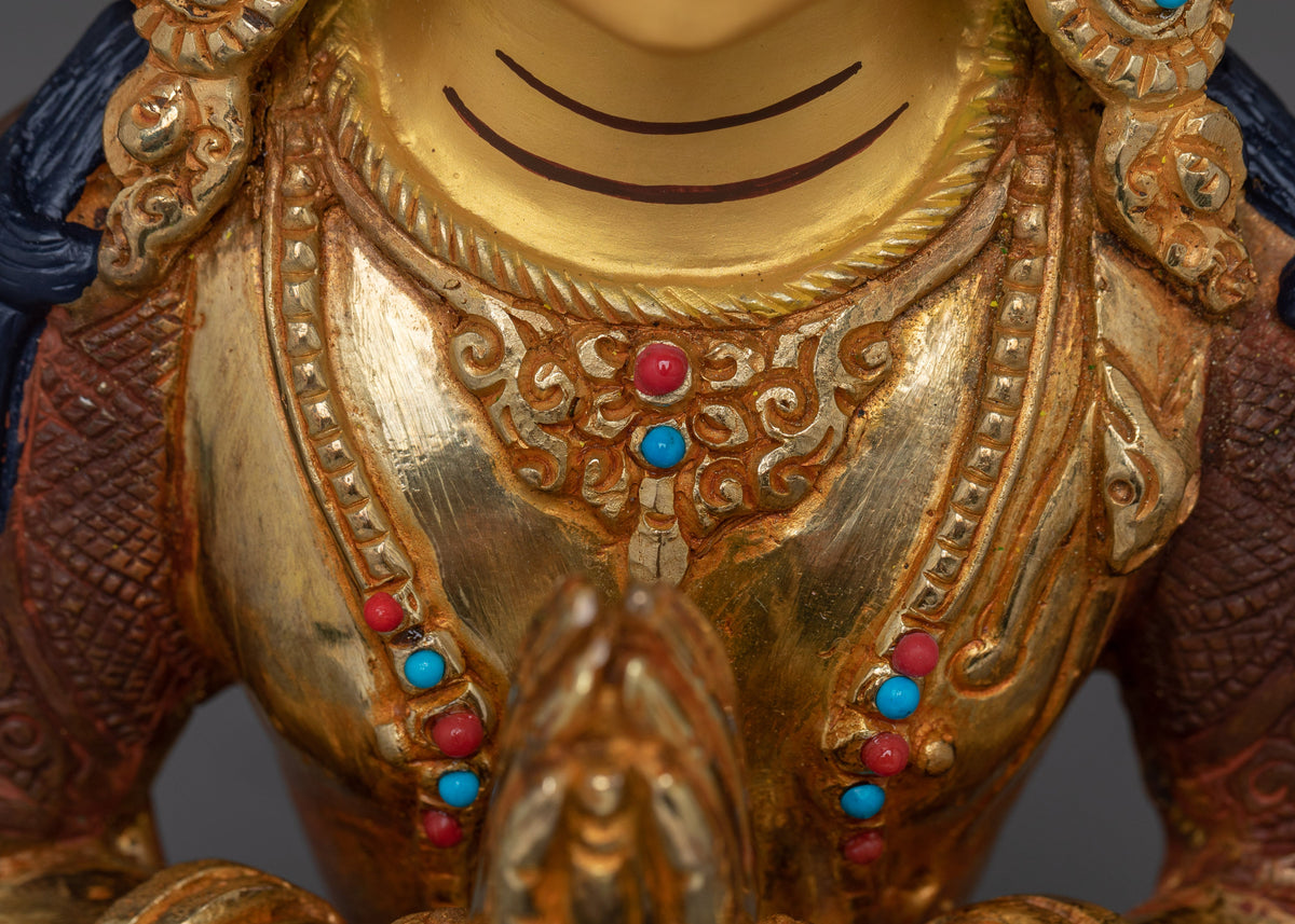 Handmade Avalokiteshvara Copper Statue | 24K Gold Gilded Chenrezig