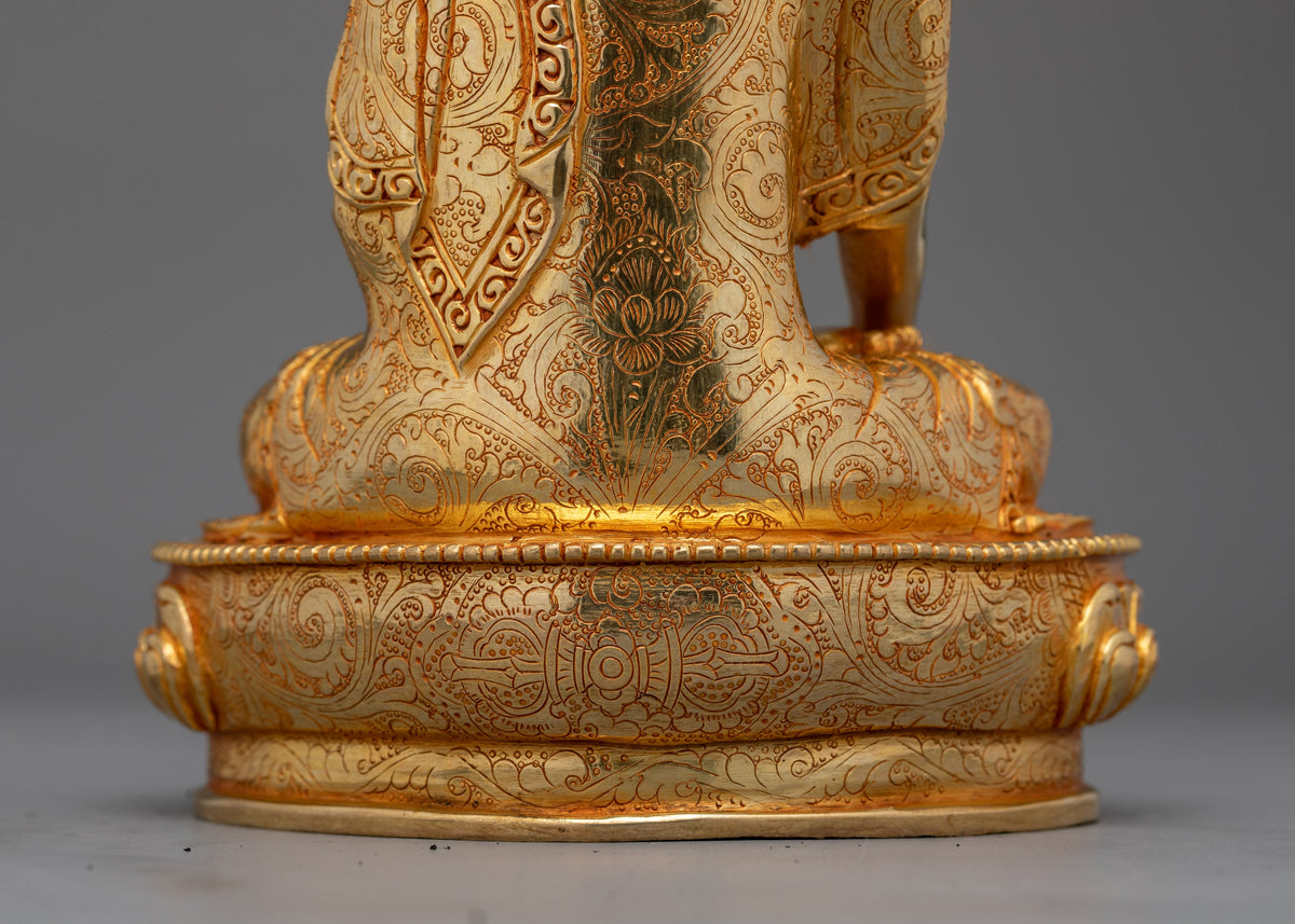 Handcrafted Enlightened Buddha Shakyamuni Statue | 24K Gold Gilded Artwork