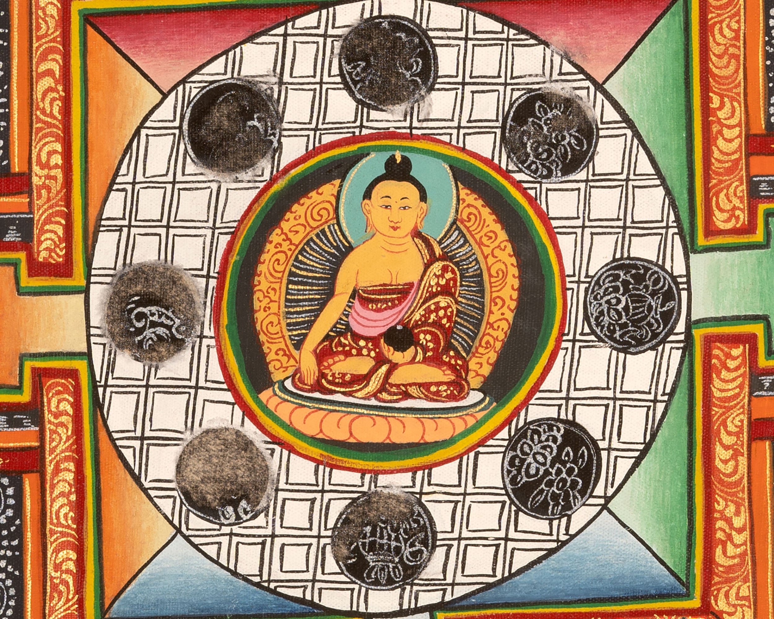 Vintage Shakyamuni Buddha Mandala | Tibetan Thangka for Enlightenment