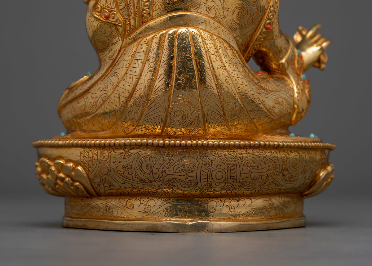Guru Rinpoche Tantric Master in Gold Gilded Statue | Embodiment of Tantric Wisdom