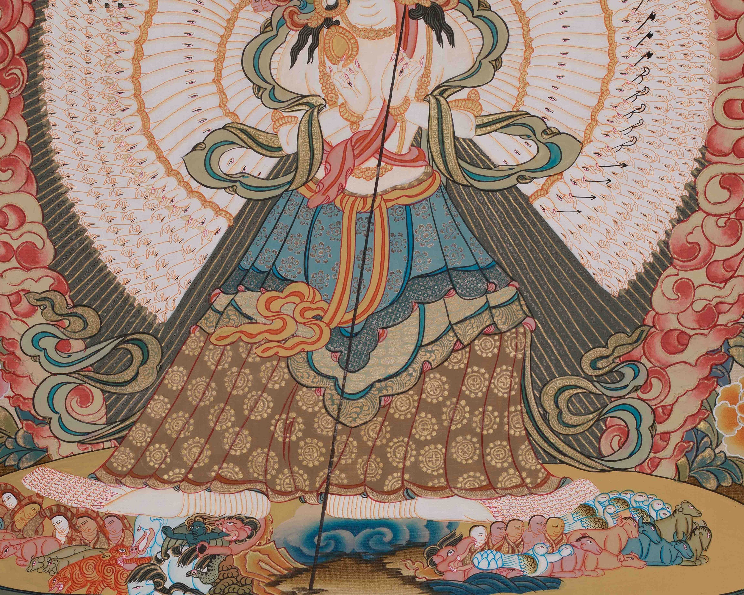 1000 Armed Dukar Thangka | Sitatapatra White Umbrella Goddess Art
