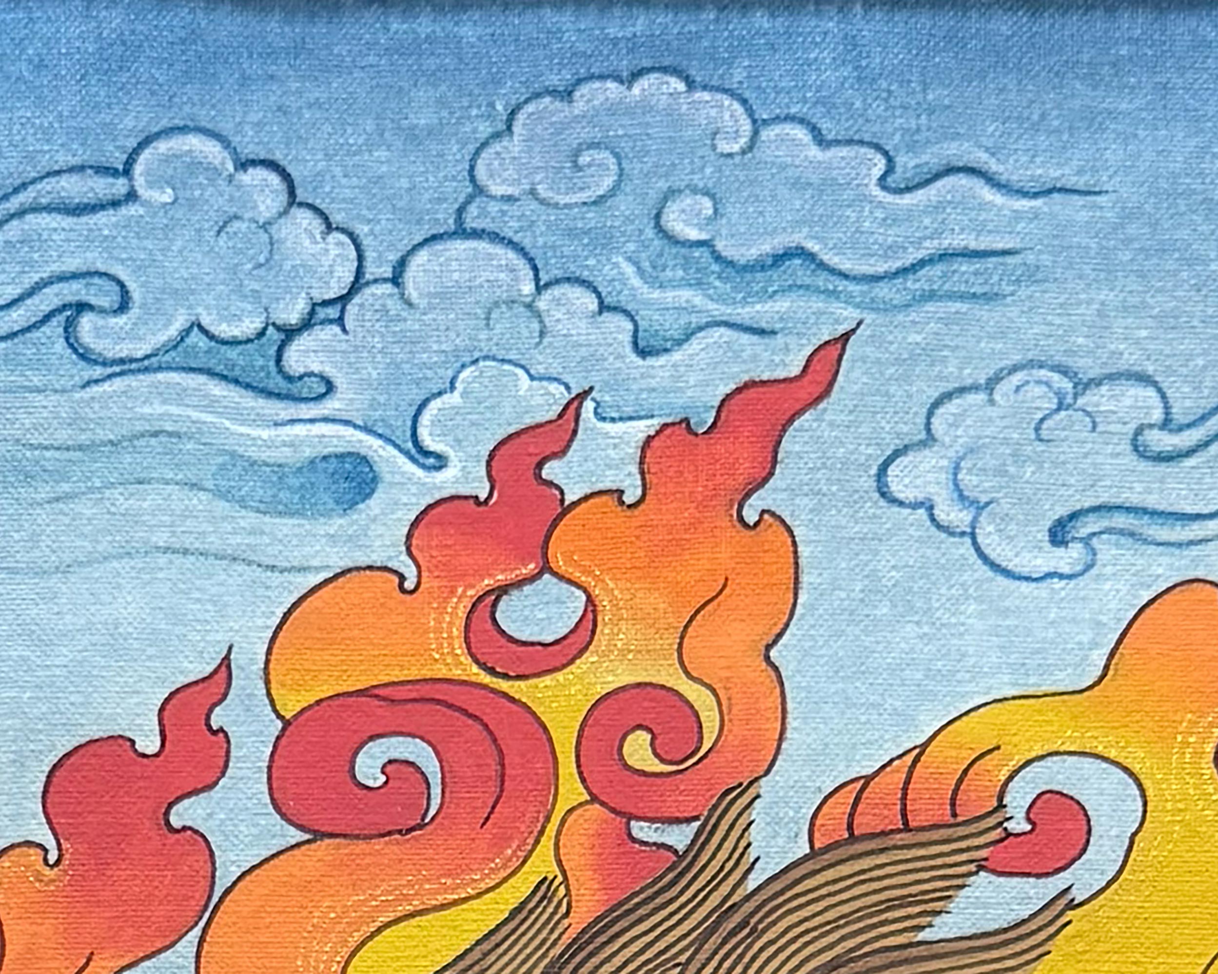 Tibetan Vajrapani Thangka With Brocade | Symbol of Strength, Courage, and Enlightened Power