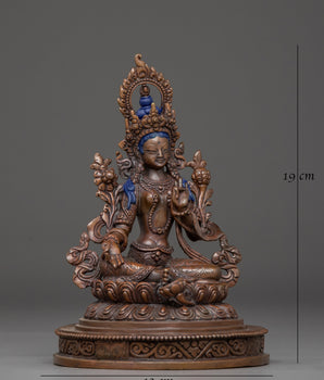 Oxidized Copper Statue of Green Tara