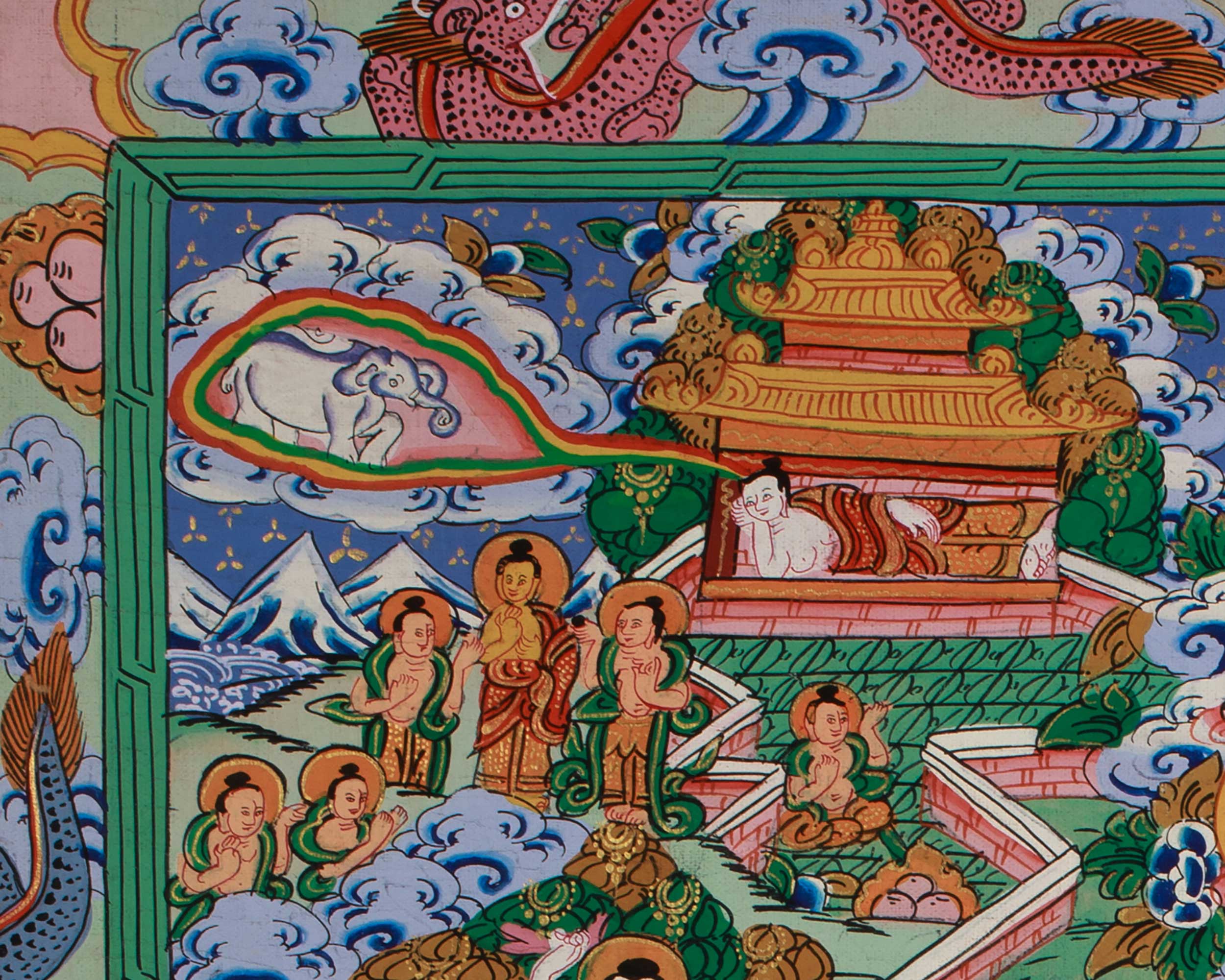 Traditional Thangka of Buddha Life Story | Tibetan Enlightenment Journey Painting