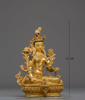 Divine Liberator Green Tara | Gold Gilded Statue