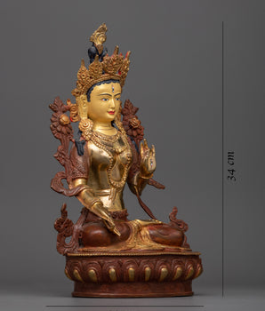 golden white tara statue 
