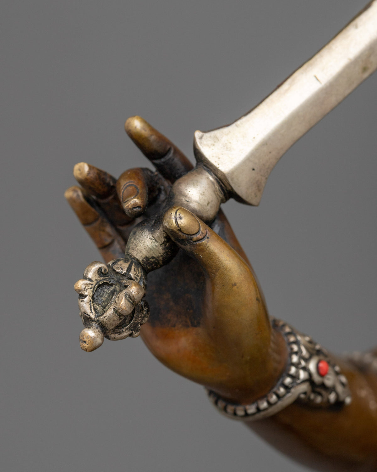 Manjushree Oxidized Statue | 24K Gold Painted Sculpture