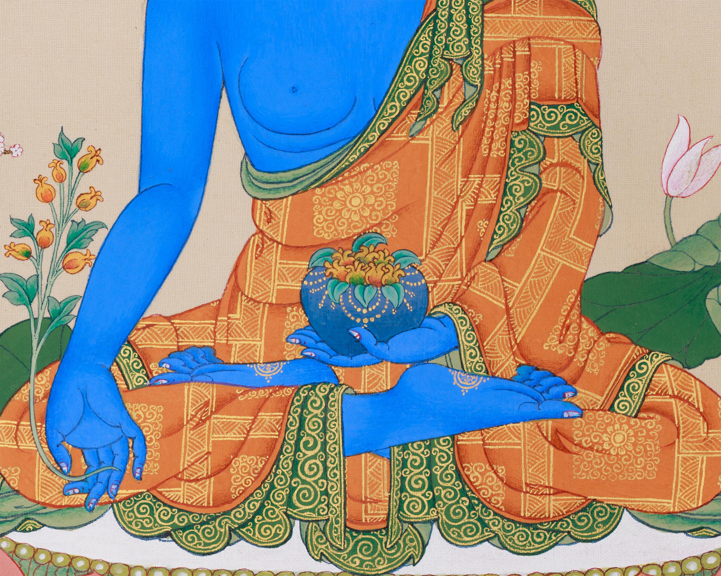 Healing Bhaisajyaguru Thangka | Buddha of Medicine and Spiritual Wellbeing
