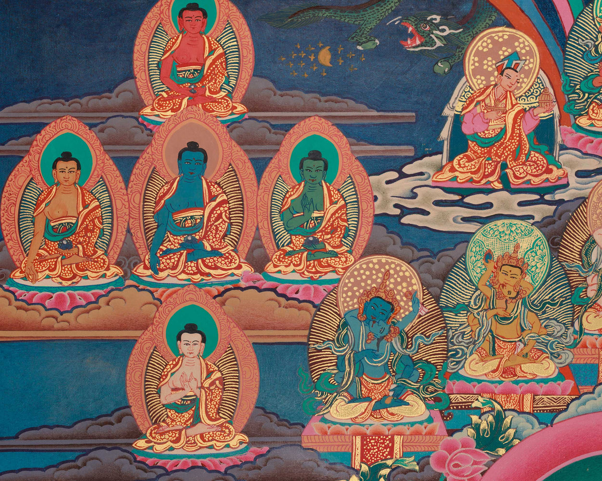 Traditional Thangka of Red Chenrezig | Gyalwa Gyasto with Consort