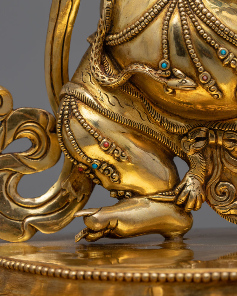 Vajrapani Dharmapala Statue | Protector in 24K Gold Gilded Splendor
