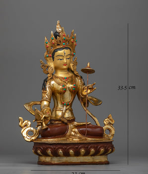 Dukar Gold Gilded Oxidized Statue | Guardian of Wisdom and Protection