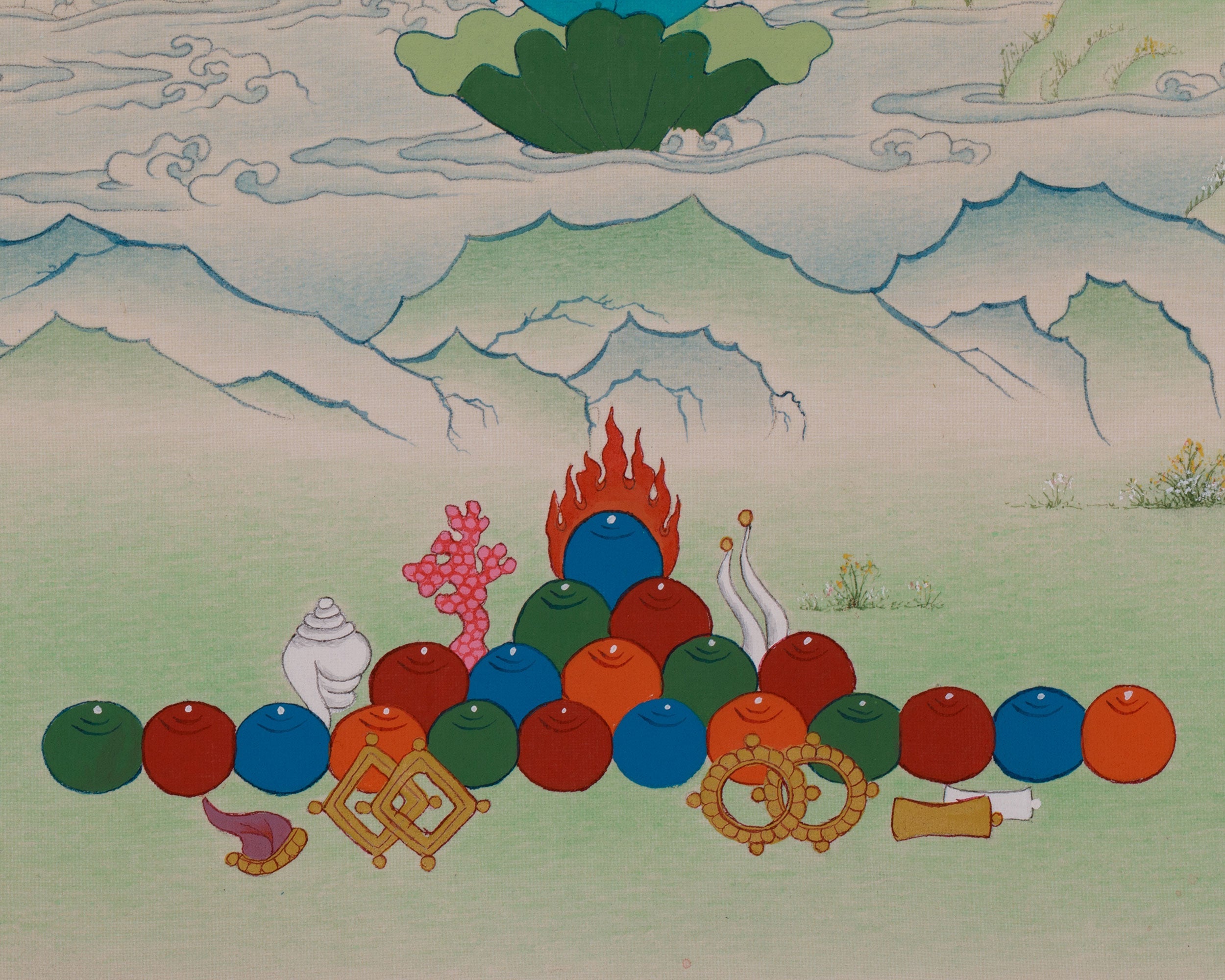 Four-Armed Chenrezig Sacred Thangka | Avalokiteshvara Art | Meditation & Spiritual Altar