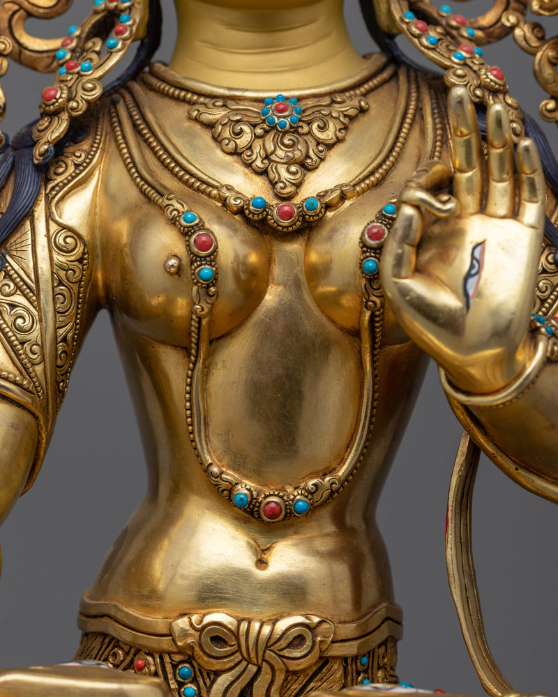 White Tara Seven Eyes Goddess Statue | Manifestation of Compassionate Wisdom