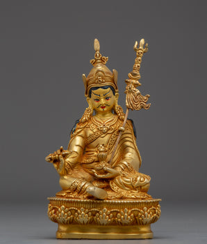 Guru Rinpoche Copper Statue 24K Gold Gilded