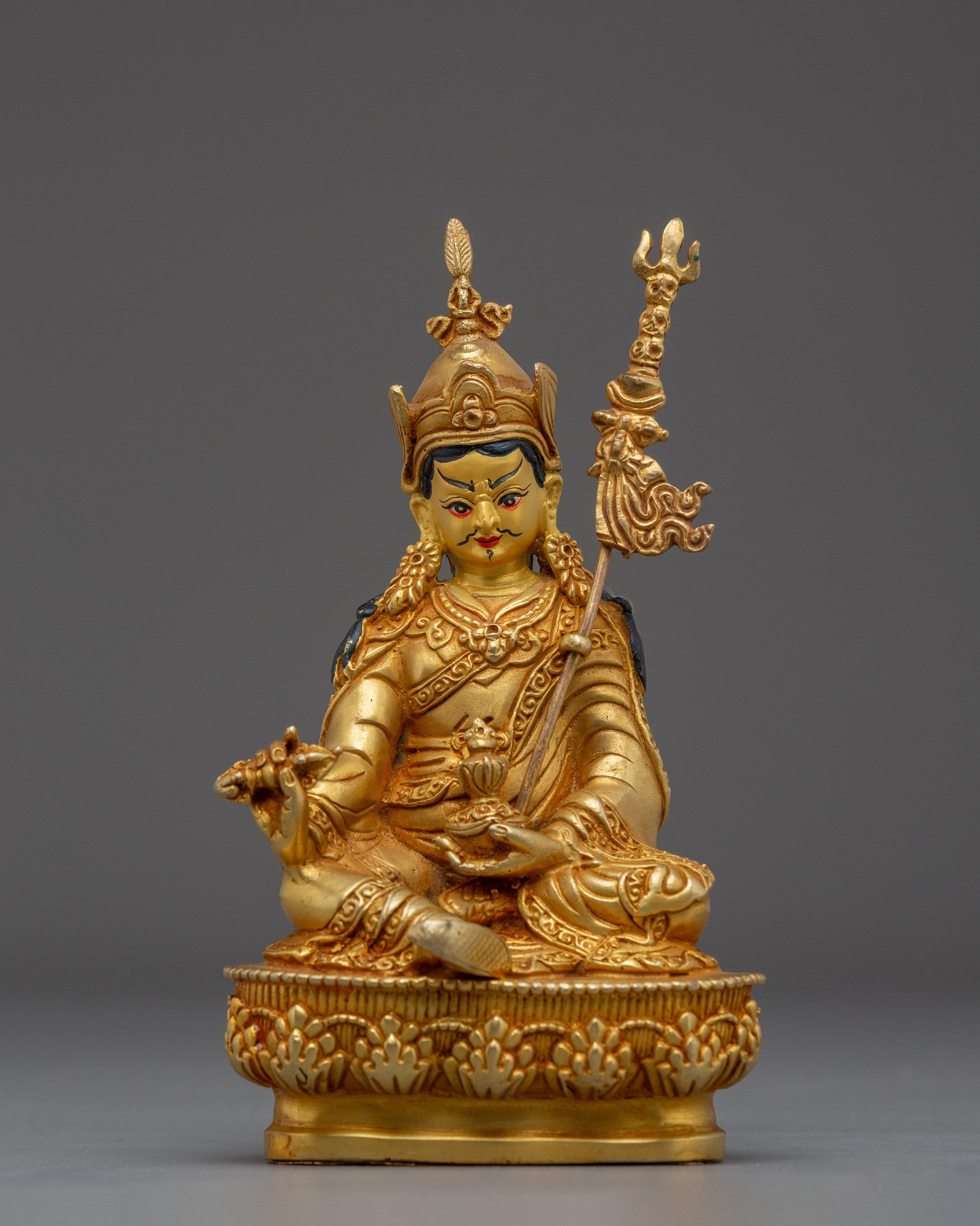 Guru Rinpoche Copper Statue 24K Gold Gilded