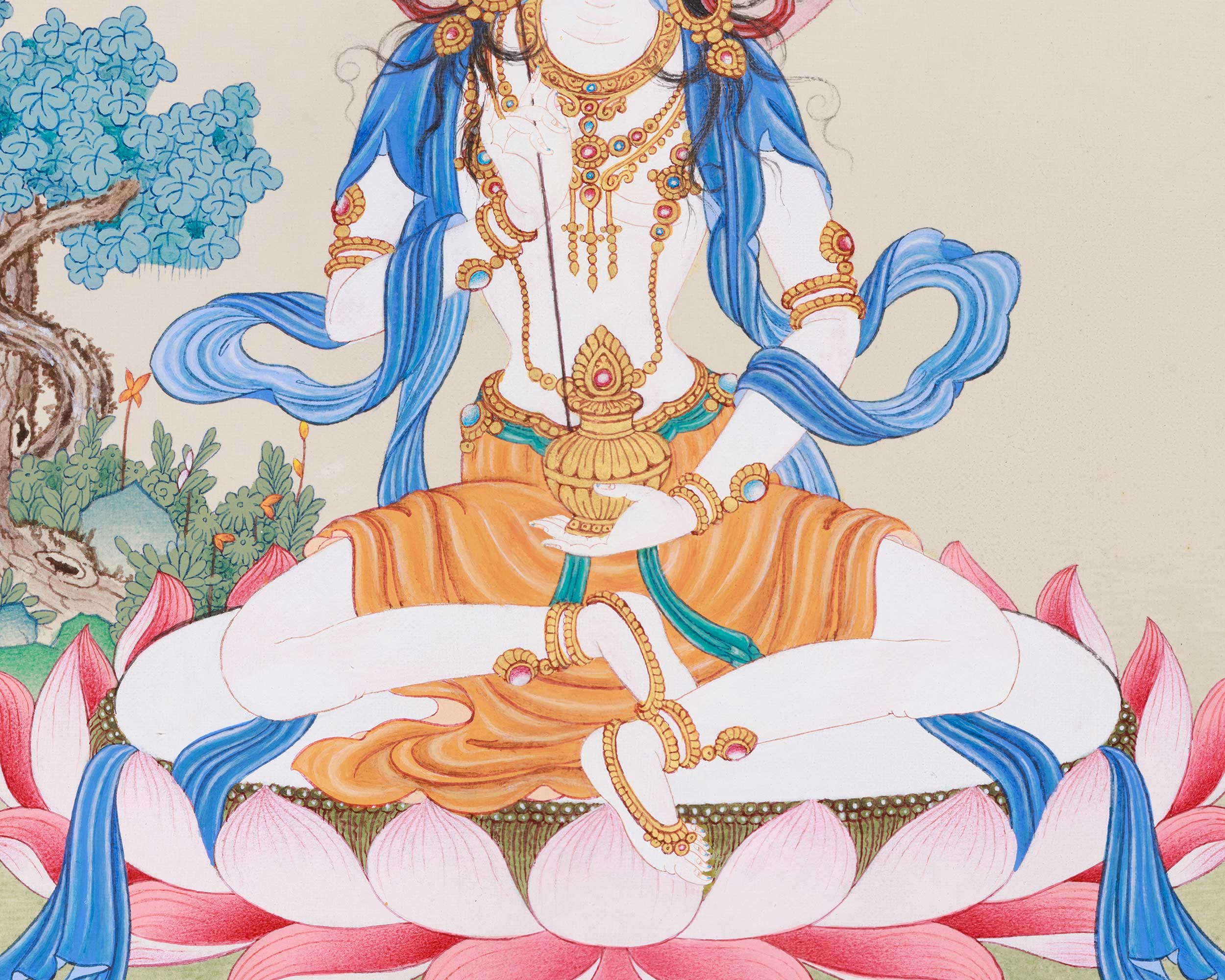 Traditional Mandarva Thangka | 3D Stone Dakini of Wisdom