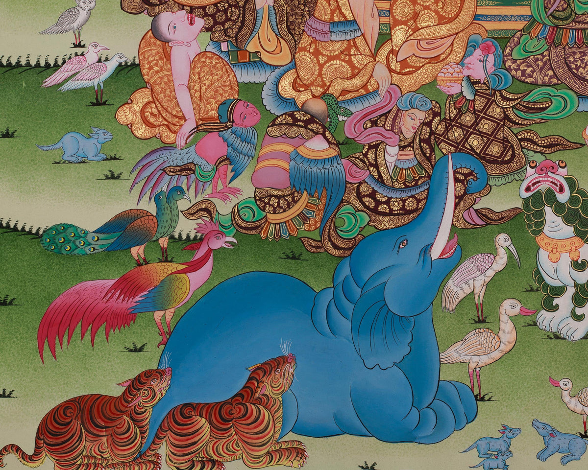 Divine Buddha Parinirvana Thangka | Enlightenment and Spiritual Liberation