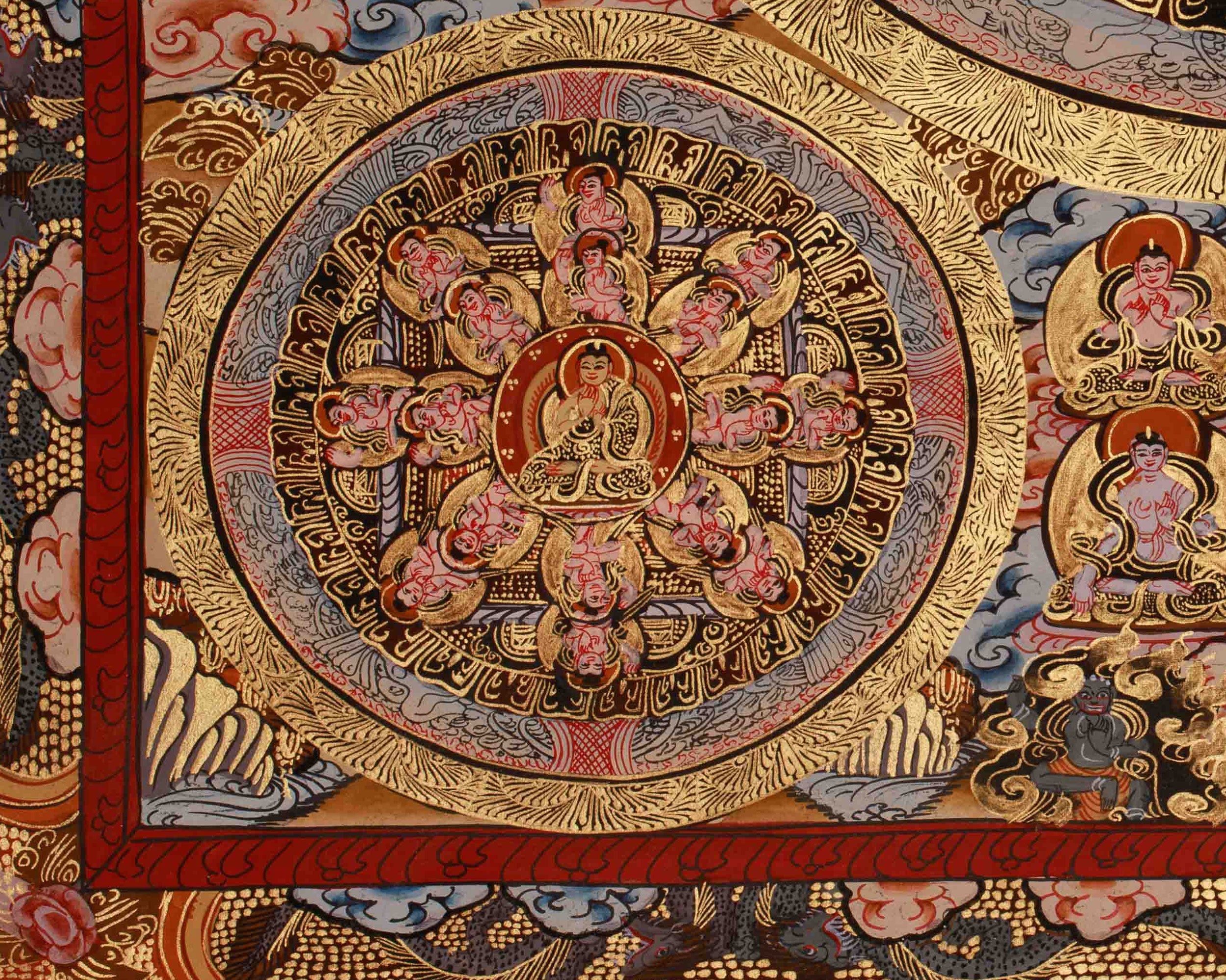 Buddha Mandala Sacred Artwork | Tibetan Mandala Of Wisdom & Compassion | Spiritual Altar