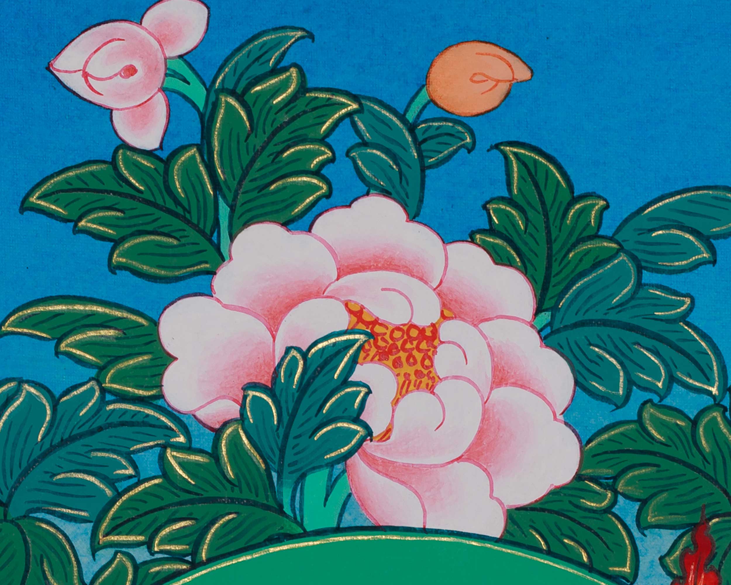 24 Inch Guru Rinpoche Thangka | Peaceful Padmasambhava Artwork