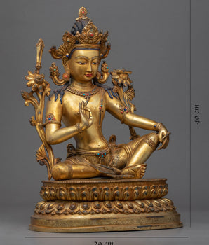 The Buddha Of Wisdom Sculpture | Traditionally Carved Tibetan Bodhisattva Art