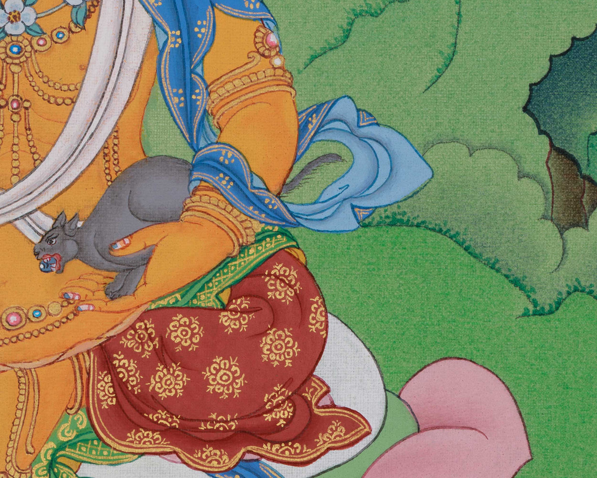 Dzambhala Prosperity Deity Thangka | Symbolizied Wealth and Spiritual Abundance