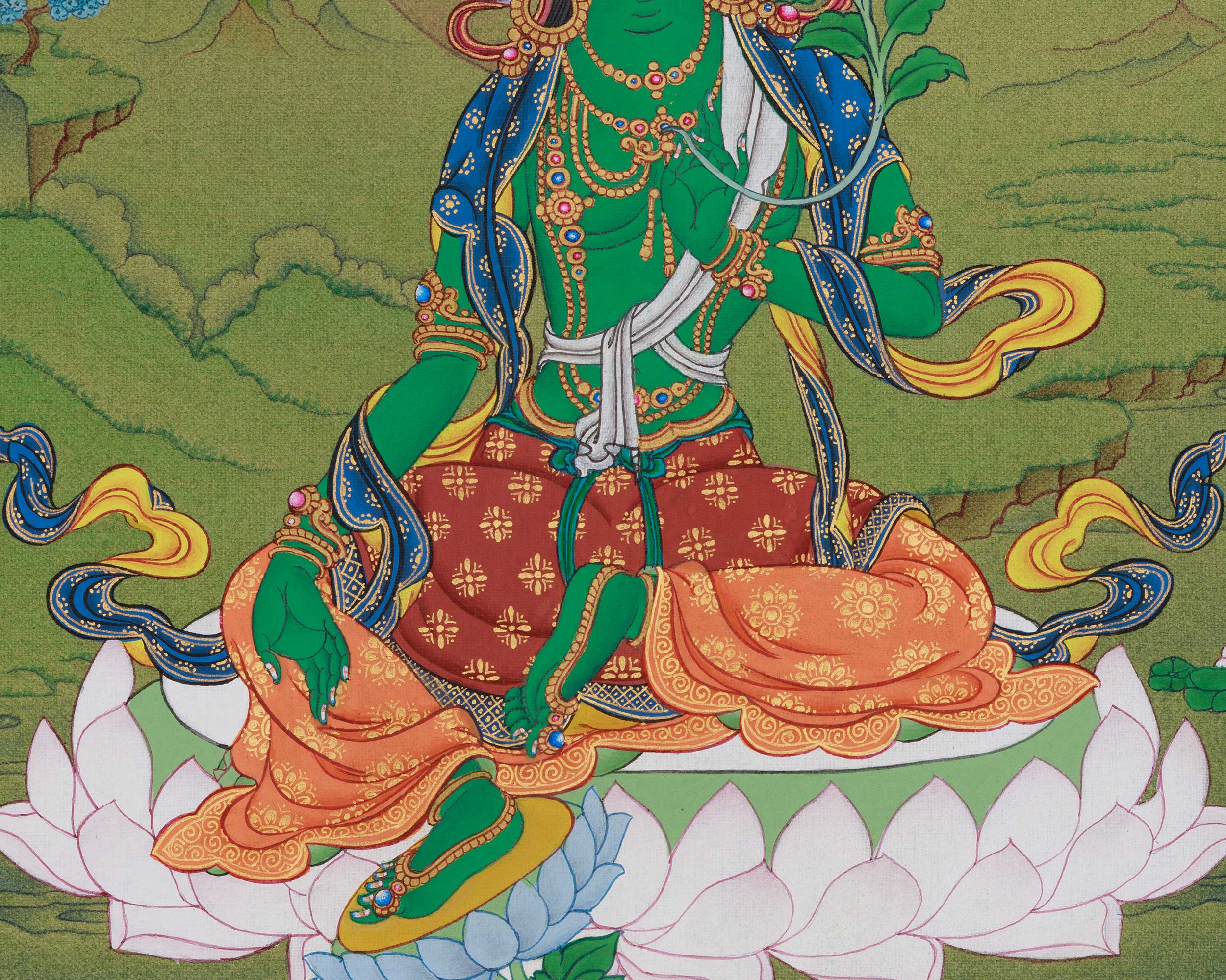 Himalayan Thangka of Shyama Tara | Mother of All Buddha Green Tara