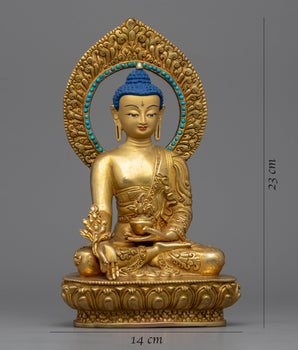Buddha Medicine Statue Gilded in Gold | Traditional Handcrafted Buddhist Art
