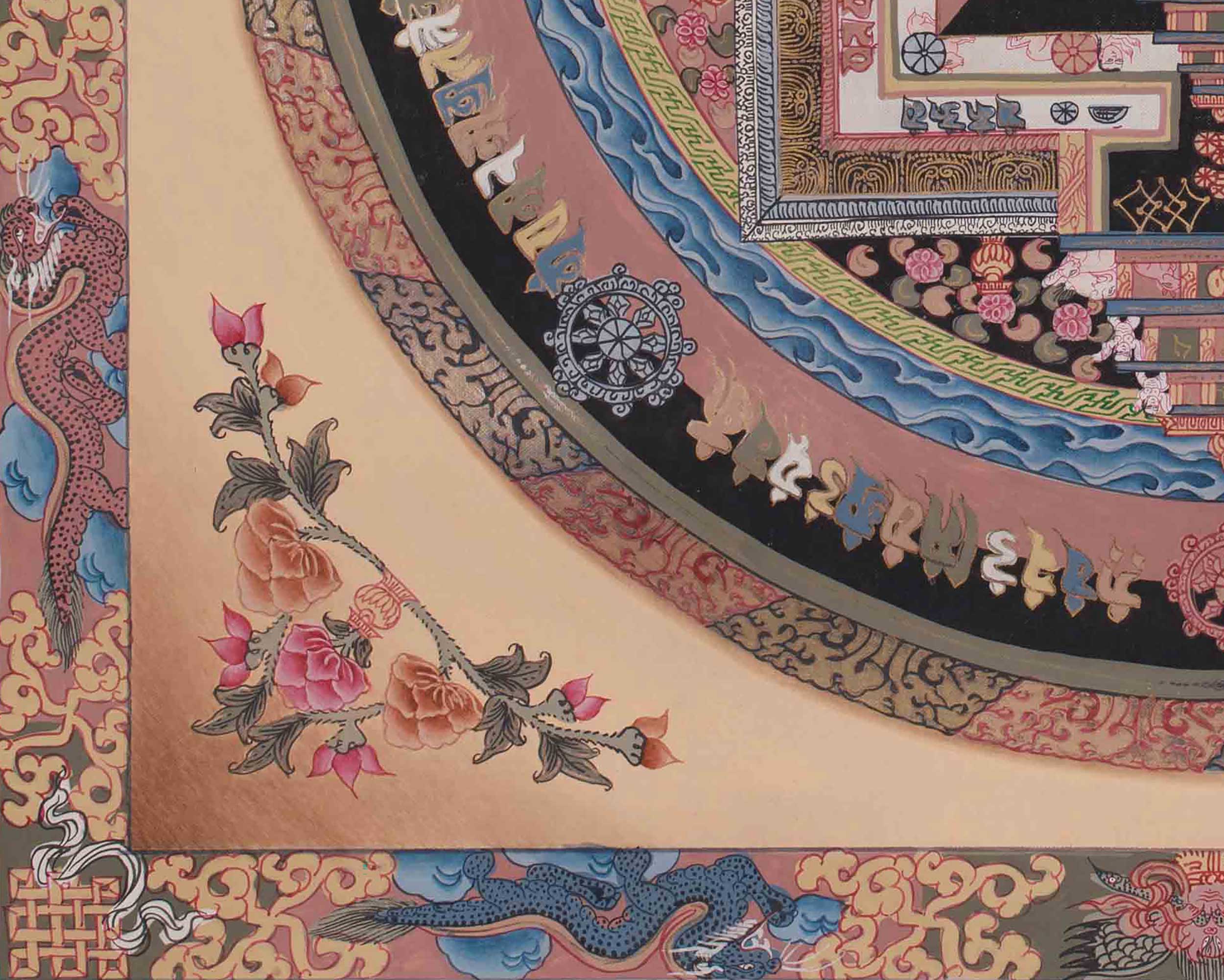 Tibetan Kalachakra Mandala Artwork | Symbol Of Time, Enlightenment, and Cosmic Balance | Meditation Altar