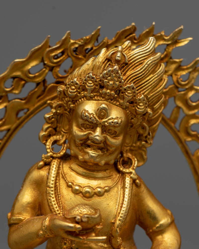 Black Dzambhala Practice Staue | Handcrafted Tibetan Buddhist Deity of Prosperity