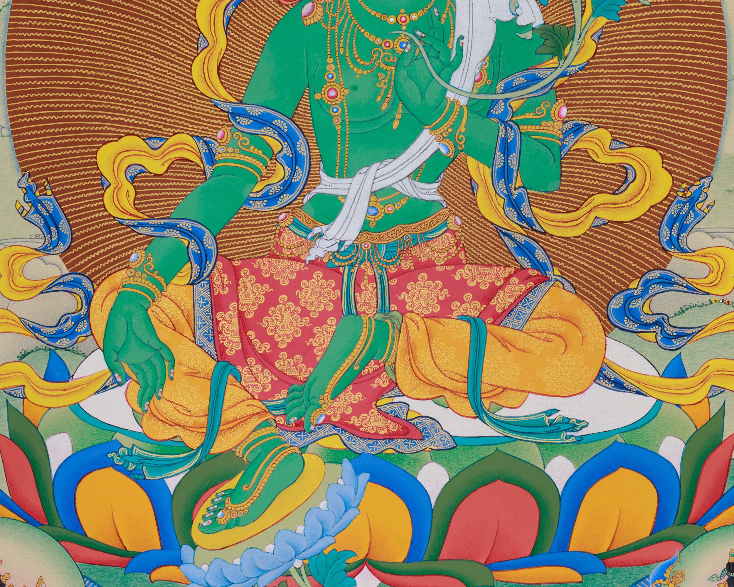 Mother Tara's Thangka Print | High Quality Green Tara Spiritual Reflection