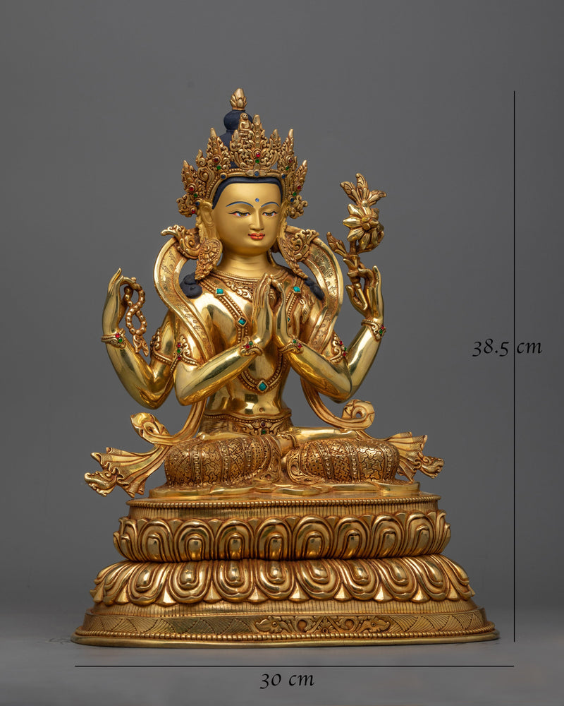 Chenrezig Compassionate Bodhisattva Statue | Avalokitesvara, "One who looks with unwavering eye"