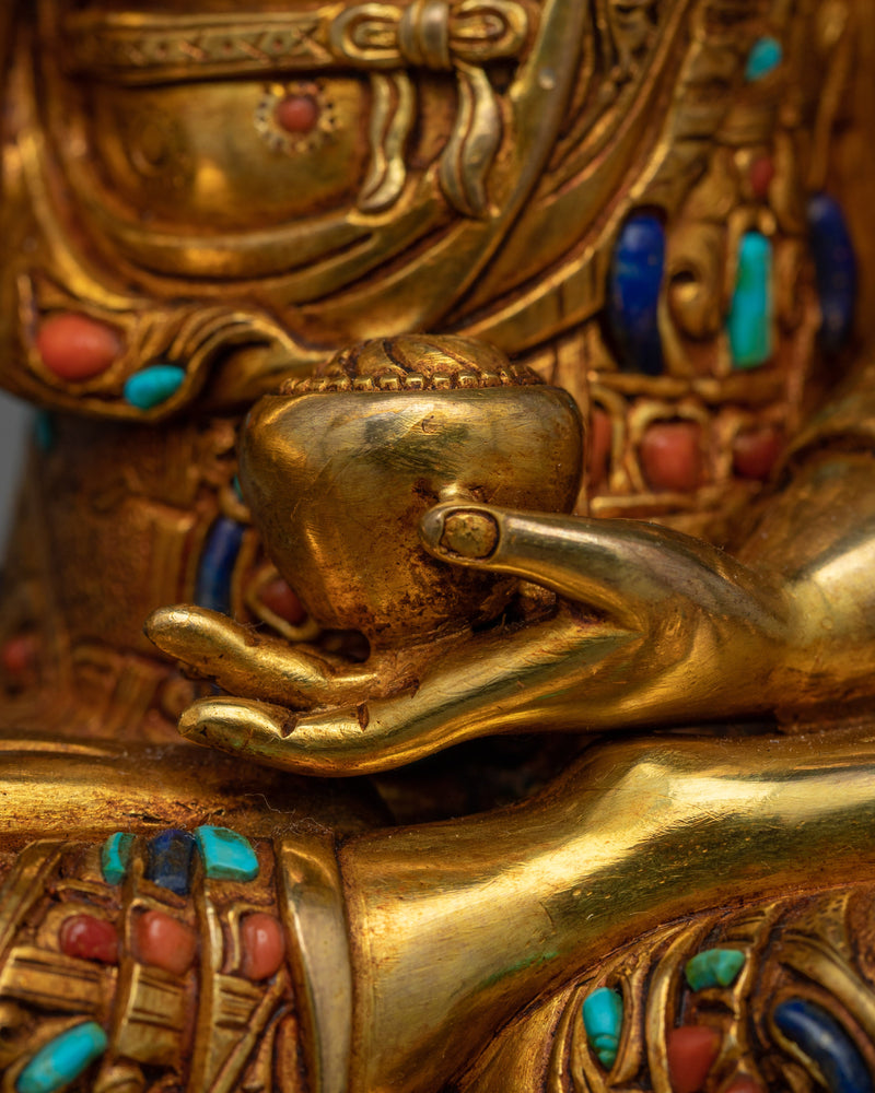 Shakyamuni Buddha Beautifully Decorated Statue | Handmade in Nepal